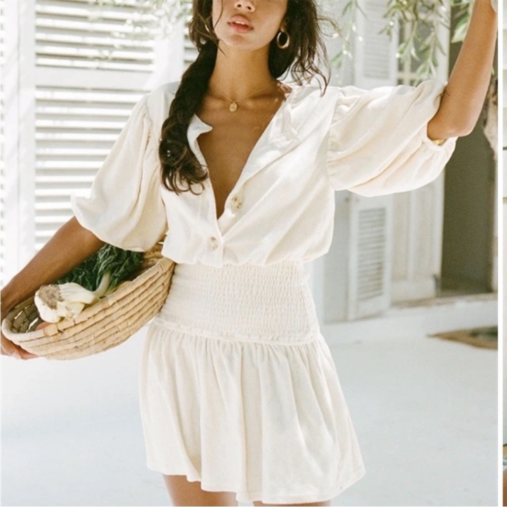 SABO Australia Isle Dress towelling terry cloth coverup swim cream Sz L